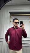 Poplin Oversize Gömlek Bordo - Wng9001