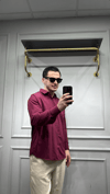 Poplin Oversize Gömlek Bordo - Wng9001