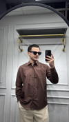 Poplin Oversize Gömlek Kahverengi - Wng9001