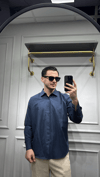 Poplin Oversize Gömlek Lacivert - Wng9001
