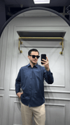 Poplin Oversize Gömlek Lacivert - Wng9001