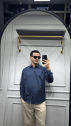 Poplin Oversize Gömlek Lacivert - Wng9001