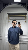 Poplin Oversize Gömlek Lacivert - Wng9001