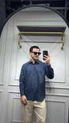 Poplin Oversize Gömlek Lacivert - Wng9001