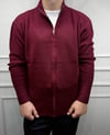 Tam Fermuarlı Basic Hırka - Bordo