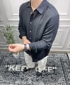 Uzun Kol Keten Gömlek - Siyah
