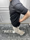 Yırtmaçlı Basic Oversize T-Shirt - Siyah