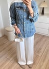 Bel Ayarlamalı Denim Ceket