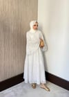 Payet İşlemeli Dantel Elbise Beyaz