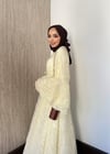 Payet İşlemeli Dantel Elbise Sarı