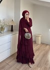 Şal Detaylı Elbise Bordo