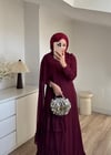 Şal Detaylı Elbise Bordo