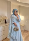 Şal Detaylı Elbise Mavi