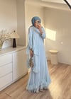 Şal Detaylı Elbise Mavi