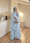 Şal Detaylı Elbise Mavi