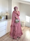 Şal Detaylı Şifon Elbise Pembe