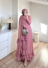 Şal Detaylı Şifon Elbise Pembe