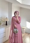 Şal Detaylı Şifon Elbise Pembe