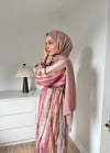 Şifon Çizgili Elbise Pembe