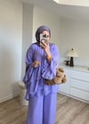Şifon Katlı Takım Lila 