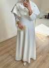 Yakalı Taşlı Abiye Beyaz