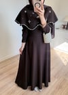 Yakalı Taşlı Abiye Kahverengi 