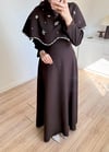 Yakalı Taşlı Abiye Kahverengi 