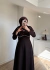 Yakalı Taşlı Abiye Kahverengi 