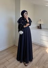Yakalı Taşlı Abiye Lacivert 