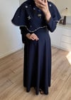 Yakalı Taşlı Abiye Lacivert 