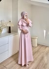 Yakalı Taşlı Abiye Pembe