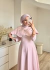 Yakalı Taşlı Abiye Pembe