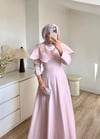 Yakalı Taşlı Abiye Pembe