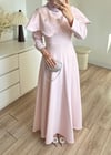 Yakalı Taşlı Abiye Pembe