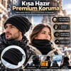 Unisex Premium Polar Bere Boyunluk 2 Adet Set 2'si 1 Arada Sıcak Tutan Rüzgar Korumalı Outdoor Siyah