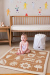 Monti Organik Pamuk Emekleme Minderi, Bebek Oyun Matı, Çift Taraflı Montessori Tasarım 100x100 cm