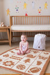 Monti Organik Pamuk Emekleme Minderi, Bebek Oyun Matı, Çift Taraflı Montessori Tasarım 100x100 cm
