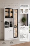 Dream Premium Kahve İstasyonu - Kahve Köşesi ve Mutfak Ünitesi - Beyaz Füme Temperli Camlı LED Modül