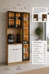 Dream Premium Kahve İstasyonu - Kahve Köşesi ve Mutfak Ünitesi - Safir Meşe Füme Temperli Camlı LED Modül