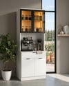Dream Premium Minimal Kahve İstasyonu - Beyaz Füme Temperli Camlı LED Modül