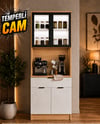 Dream Premium Minimal Kahve İstasyonu - Safir Meşe Temperli Camlı LED Modül