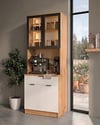 Dream Premium Minimal Kahve İstasyonu - Safir Meşe Temperli Camlı LED Modül