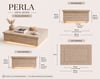 Misterium Perla LED Işıklı 90X75 Kare Orta Sehpa - Traverten Doku - Mermer desen