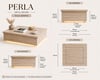 Perla LED Işıklı Kare Orta Sehpa - Traverten Doku - Mermer desen