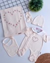 Gül nakışlı triko battaniyeli 5li set