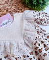 Leopar dantelli romper +çorap takım