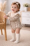 Leopar dantelli romper +çorap takım