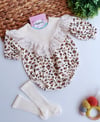 Leopar dantelli romper +çorap takım