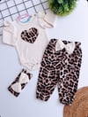 Leopar kalp 3 lü takım - Bej