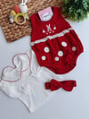 Nakış ve fistolu 3lü romper set